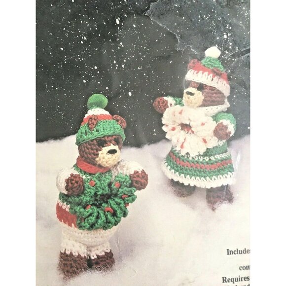 Crochet Kit Christmas Bears Ornaments Banar Designs Vintage Un-Opened Package - Picture 3 of 8